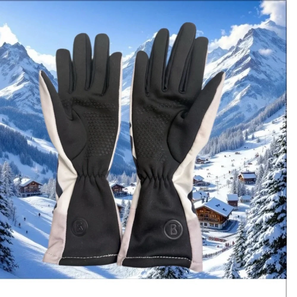 Bogner Black and White Graphic Gloves